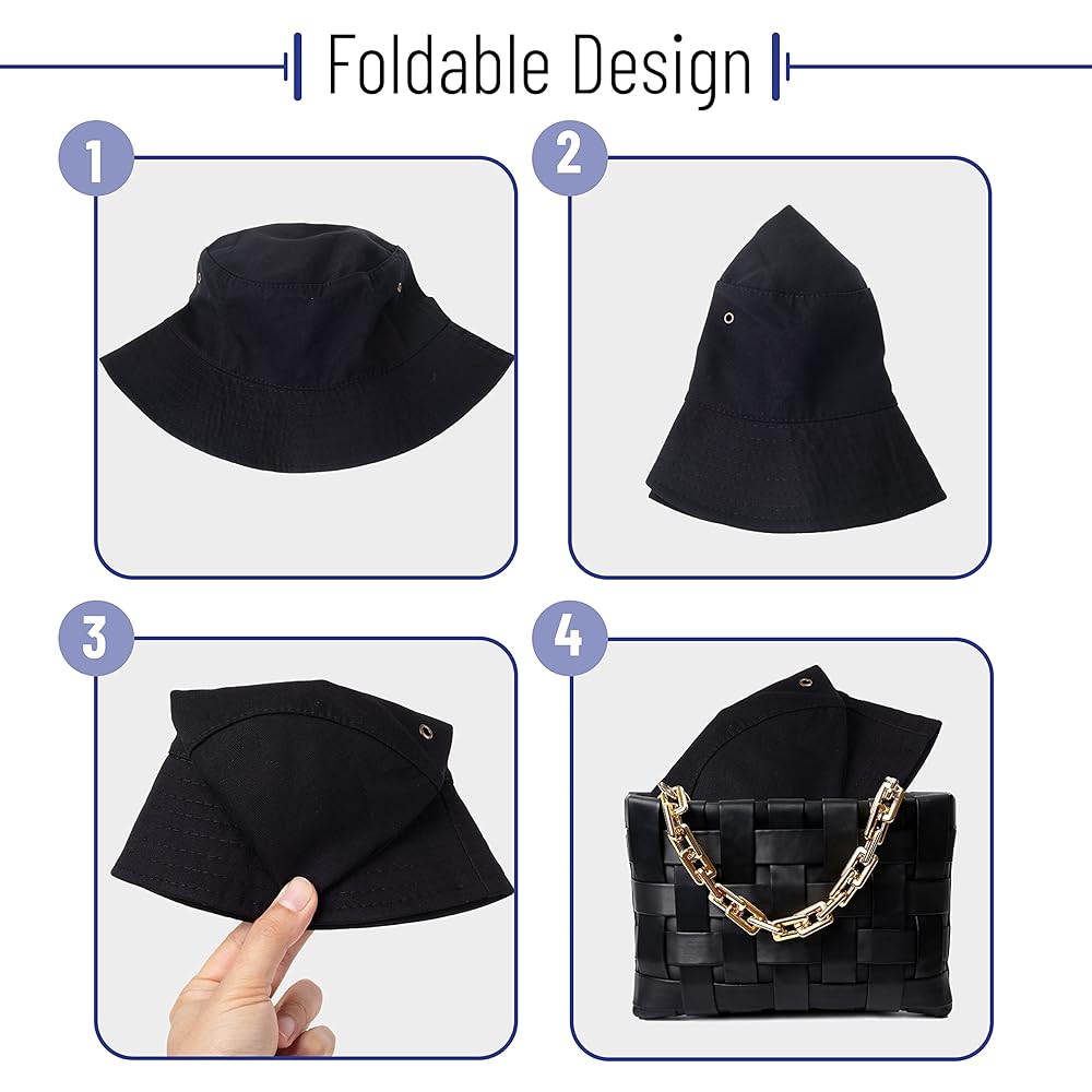 Mr. Pen- Black Bucket Hat for Men, Fishing and Beach Summer